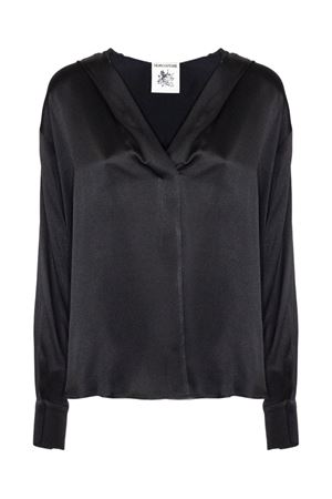 Blusa in seta nera con cappuccio SEMI COUTURE | Y6SM14Y690